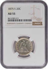 1875-S Twenty Cent Silver Piece AU55 NGC