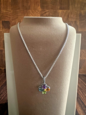 Effy Multi Gemstone Flower 18  Pendant Necklace (3 ct. t.w.) Sterling Silver