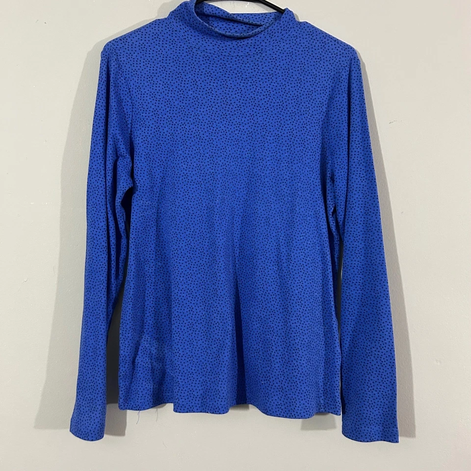 Top para mujer LAURA SCOTT azul real estampado de estrellas cuello falso manga larga M algodón Foto 2 de 4