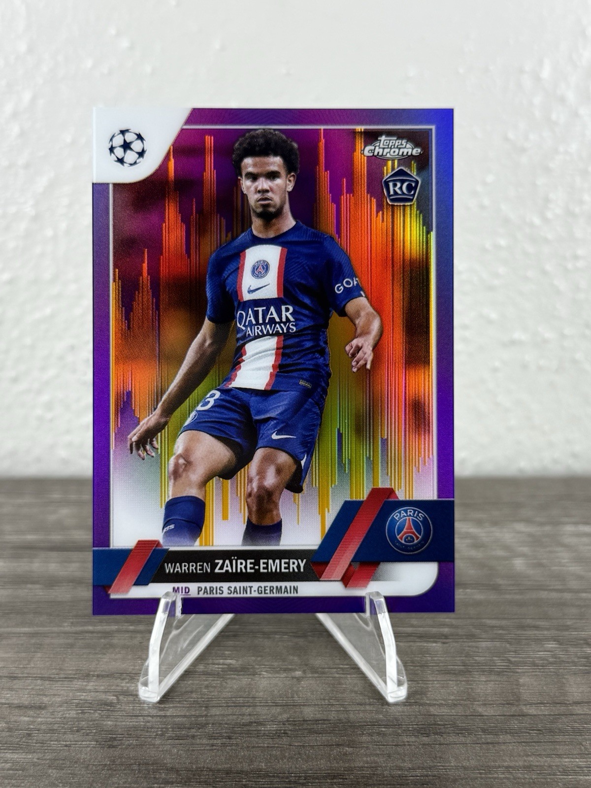 2022-23 Topps Chrome UEFA CC - Warren Zaire-Emery #135 Purple & Gold Seismic