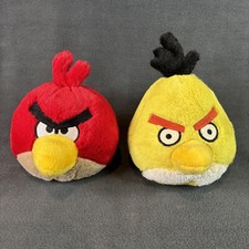 Angry Birds Stuffed Plush 6 Red 7 Yellow Commonwealth 2010 - NO Sound