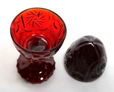 Ruby Red Glass Footed Egg Shape Covered Candy Dish Victorian Trading NEW in Box