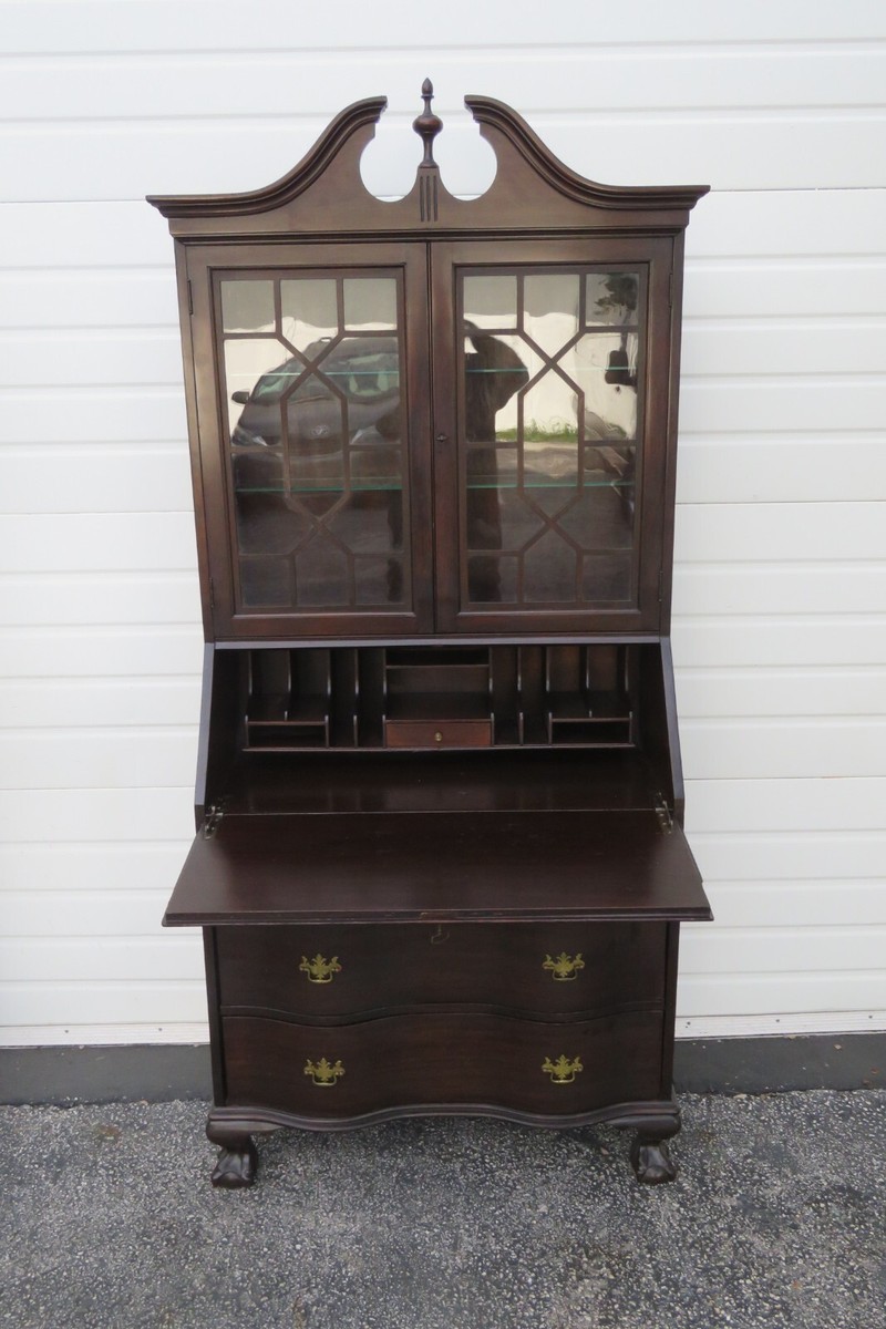 JB Van Sciver Co Mahogany Ball and Claw Feet Tall Secretary Desk