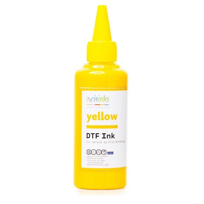 CISinks Premium DTF Ink Bottle Refill Set 100ML, Compatible w/ DTF Film-Yellow