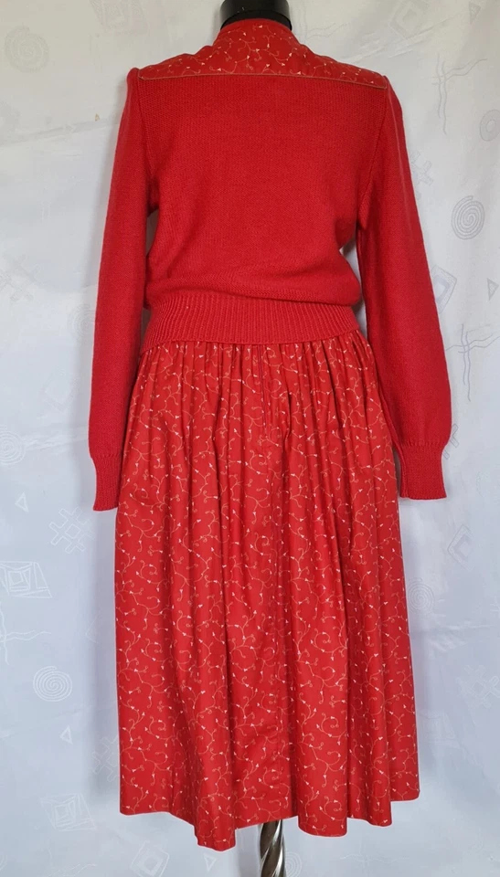 TRAJE VINTAGE GEIGER DIRNDL OKTOBERFEST TIROL LANA LINO MUJER FALDA-EE. UU. 12/EU40 Foto 4 de 4