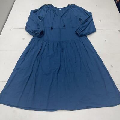 old navy blue dress Vintage Crew-Neck Maxi or structured cotton  smooth Simple Sky Blue Old Navy