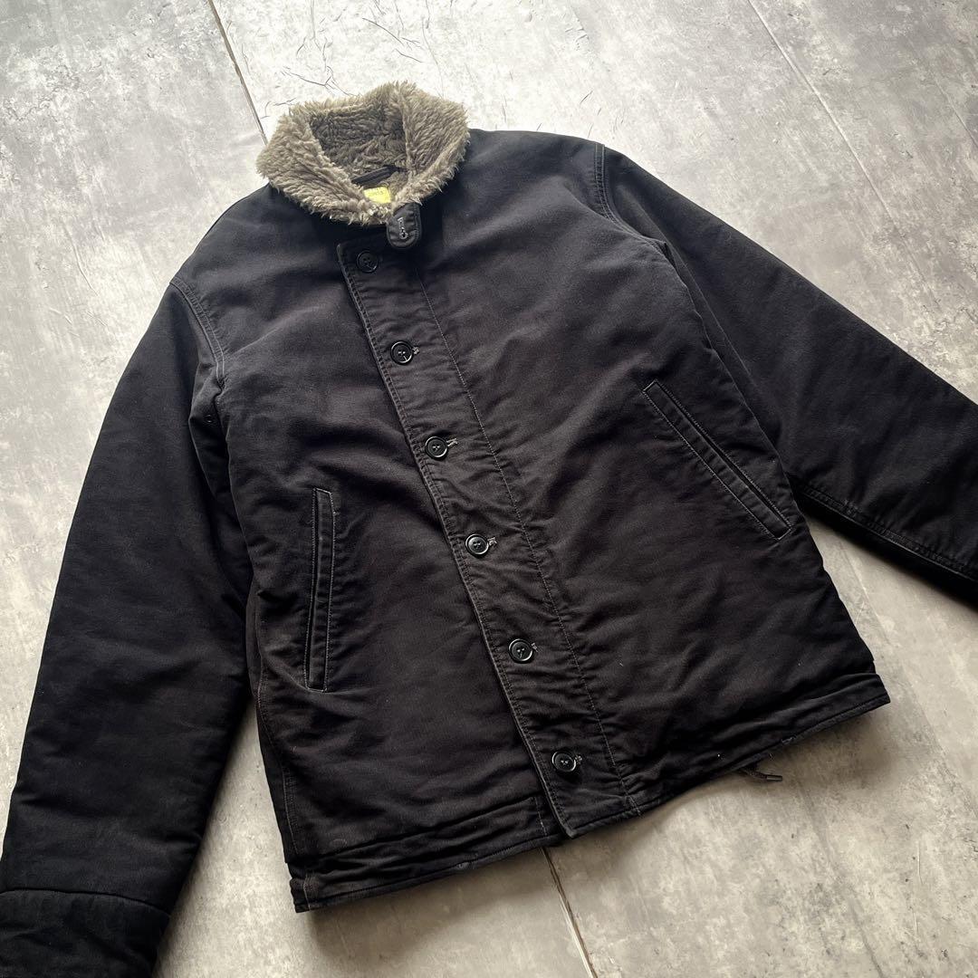 BUZZ RICKSON'S N-1 DECK JACKET grunge Men's size M Black #3 BUZZ RICKSON'S N-1 DECK JACKET grunge Men's size M Black #3