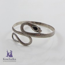 Vintage Designer 835er Silber Schlangenarmreif mit Granat, um 1970/80 (2573EB)