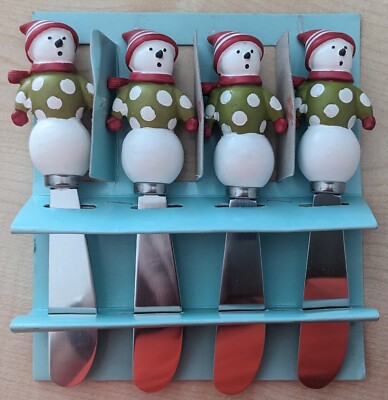 Boston Warehouse  Butter & Käse Messer Schneemann 4er Set / Sammelobjekt