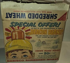 Nabisco SHREDDED WHEAT Beacon BEANIE Offer c1958 CEREAL BOX Pedal Car Bicycle22¢