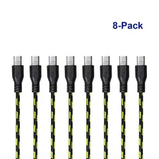 8 Pack 3Ft Nylon Braided Micro USB Charger Data Cable for HTC Samsung S4 S5 S6