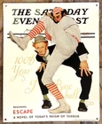 Vintage Pressed Metal Tin Sign-Saturday Evening Post-Baseball- 15.5 x 12.5" - 1