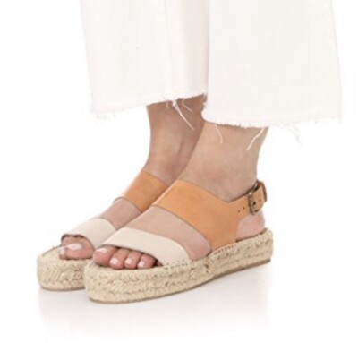 Soludos Bi-Color Platform Sandal Ivory/Tan Espadrille
