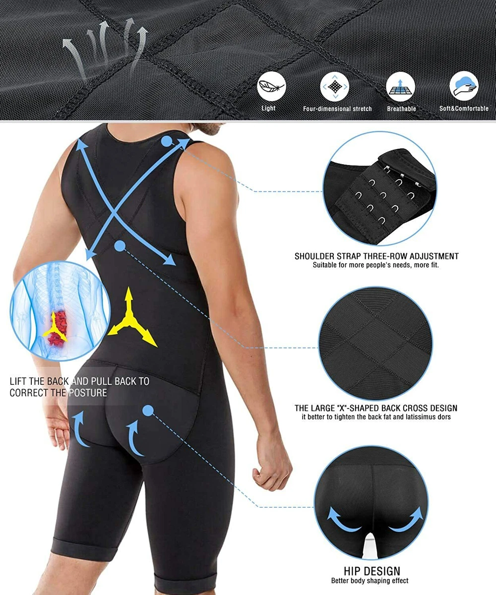 Men Compression Bodysuit Shaper Tummy Control Suit Weight Loss Underwork  Slimmin