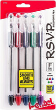 5pcs Pentel Ballpoint Pen, Fine Line, 0.7Mm, Assorted Ink, Clear Barrel-BK90BP5M