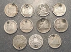 GUATEMALA LOT OF 11 COINS 1/2 REAL HOLED