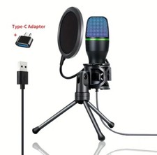 USB Microphone - PC Streaming Podcast Microphone, Recording Black Microphone