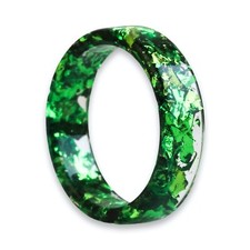Green Resin Ring, Clear Ring with Metal Flakes Inside, Shiny Summer Gift