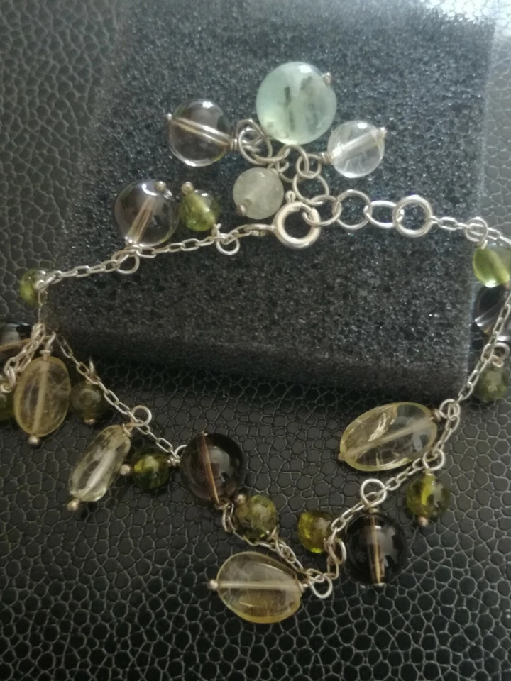 Bracciale da donna in argento  925 con perline colorate degli anni 70 - Immagine 4 di 4