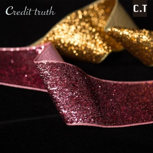 5M Glitter Sequin Velvet Ribbon Trim Webbing Bouquet Gift Decor Bowknot Craft - Picture 2 of 23