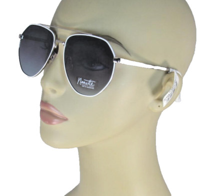 Nanette Lepore Silver Aviator Sunglasses White Enamel Rim Outline NN389-WHSLV