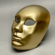 GOLD Full Face Halloween Masquerade DIY Mime Mask Ball Party Costume Mask