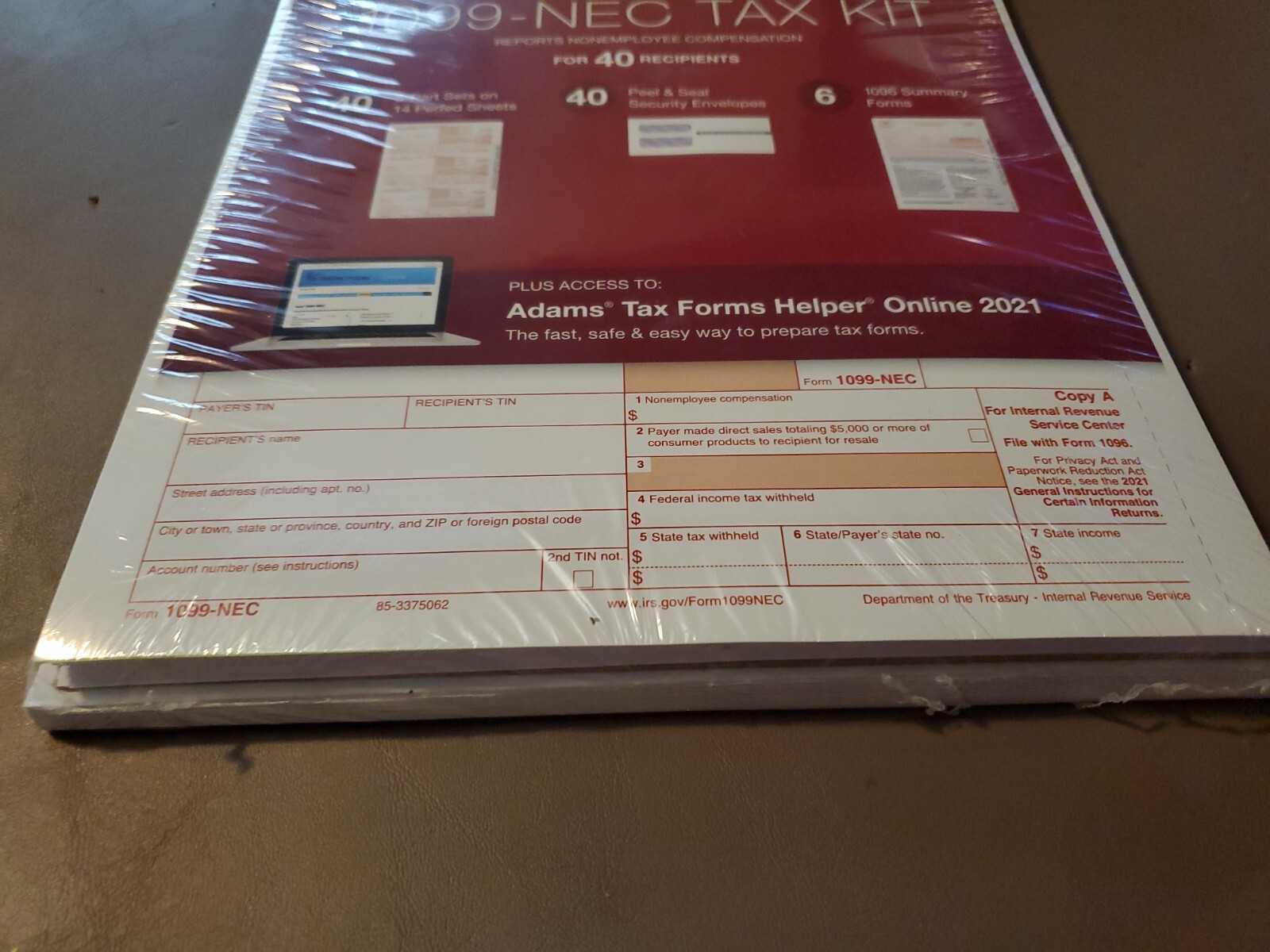 2021 40 RECIPIENT VENDOR ADAMS 1099-NEC IRS TAX FORM KIT LASER INKJET 1099  1096 87958521535 | eBay