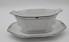 Studio Nova Synthesis Black and White Gravy Boat With Underplate 