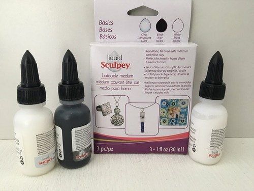 Sculpey Liquid Clay Bakeable Medium 1oz Basics Black White Clear for Molds