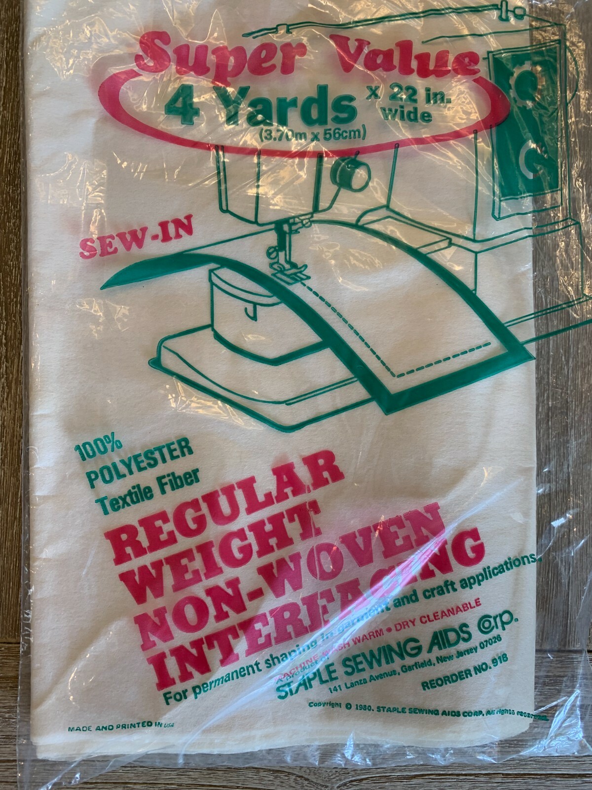 1980 Vintage Staple Sewing Aids Regular Weight Non Woven Interfacing 1980 Vintage Staple Sewing Aids Regular Weight Non Woven Interfacing