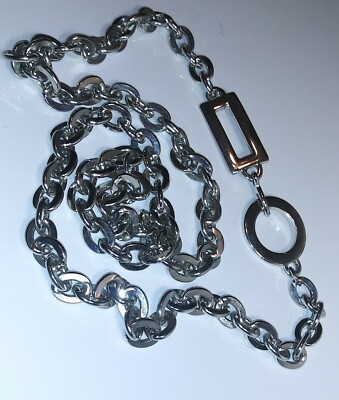 Chain Link Belt Silver Tone Metal Adjustable up to 40  display picture 3