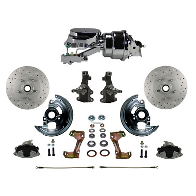 LEED Brakes -FC1003-L6B2X Power 2'' Drop Spindle Drilled Rotors Plated Calipers