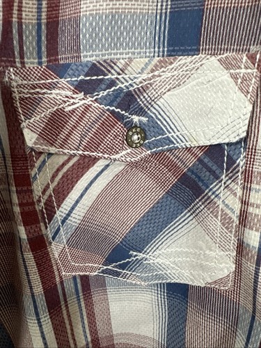 Camisa con hebilla BKE con botones para hombre pequeña a cuadros calce atlético informal occidental larga Slv - Imagen 2 de 10
