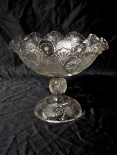 Antique CO-OPERATIVE FLINT 9.5" Pedestal Bowl SUNK DAISY Compote - Circa 1898