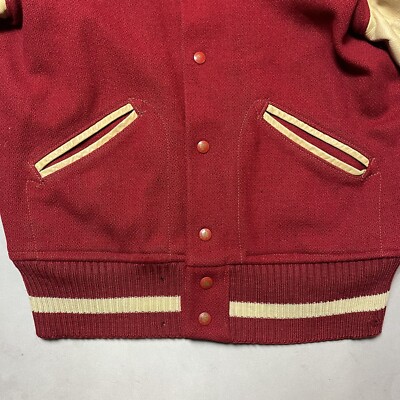 Vintage 50s 60s HL Whiting Wool Leather Varsity Jacket 42 | eBay