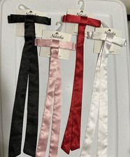 Long Tail Hair Bow Silk Skinny Bow Barrette Clip Black-White-Red-Pink Natasha