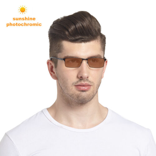 Fashion Men's Full Rim Reading Glasses +1.00~ +4.00 Photochromic Lens Sunglasses - Picture 1 of 12