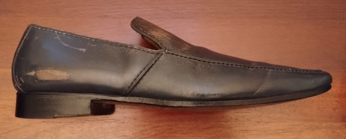 Vintage YSL Yves Saint LAURENT Men BLUE Leather Loafers Shoes Size