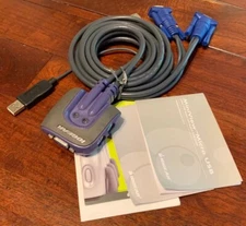 IOGEAR GCS52U Miniview Micro USB 2 port KVM switch with built in 6FT Cables