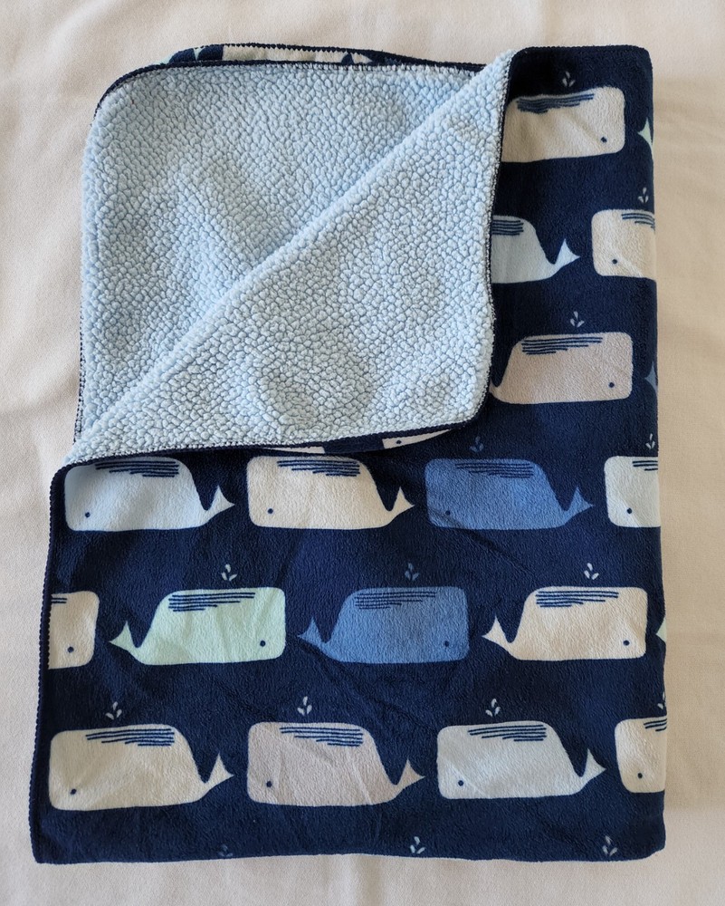 Cloud Island Target Whale Blue Sherpa Velour Blanket Baby Kids Navy Lovey