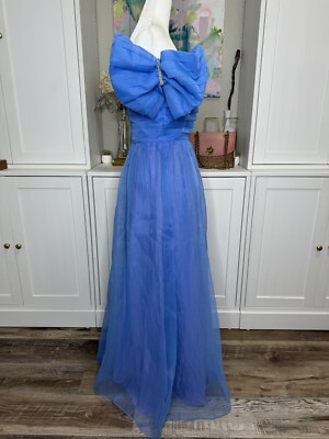 1980s Harry Acton For After Five Blue Prom Dress Formal Poofy Shoulder Bows  10 | eBay
