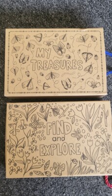 2 BOXES - Find and Explore cardboard Collection Box storage 8 x5.5 x 2