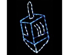 Hanukkah Outdoor LED Decorations Lighted Dreidel 32" Wireframe Art Blue