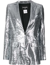 Chanel Silver Sequin-embellished Blazer