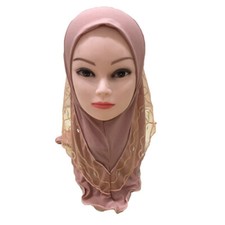 Kids Girls Hijab One Piece Amira Turban Headscarf Islamic wrap Headwear 2-6Y