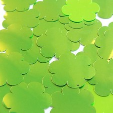 Sequin Flower 1.5" Lime Green Metallic Fluorescent. Made in USA