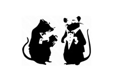 Banksy Tuxedo Rats Black Vinyl Decal Weatherproof Dishwasher-safe 3.5 X 5 Inches Banksy Tuxedo Rats Black Vinyl Decal Weatherproof Dishwasher-safe 3.5 X 5 Inches