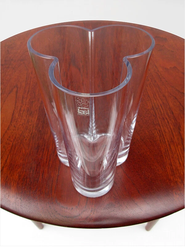 Jarrón de vidrio Riihimaen Lasi Oy Hillevi Lalla Apila 1975 arte moderno de mediados de siglo Foto 3 de 4