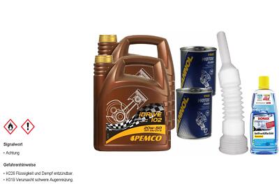 8L PEMCO Motoröl iDRIVE 102 20W-50 API SL/CF inkl. Additiv Auslaufschlauch