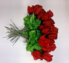 100  x Kunstblumen Rote Rose - Heckenrose 28 cm - Kunstrosen - Deko N 18